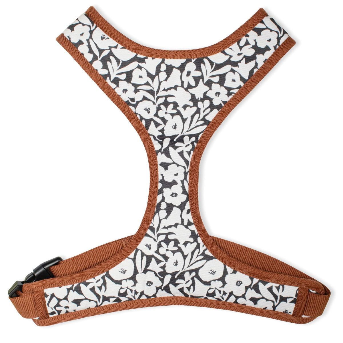Large Dog Harness Charcoal Floral