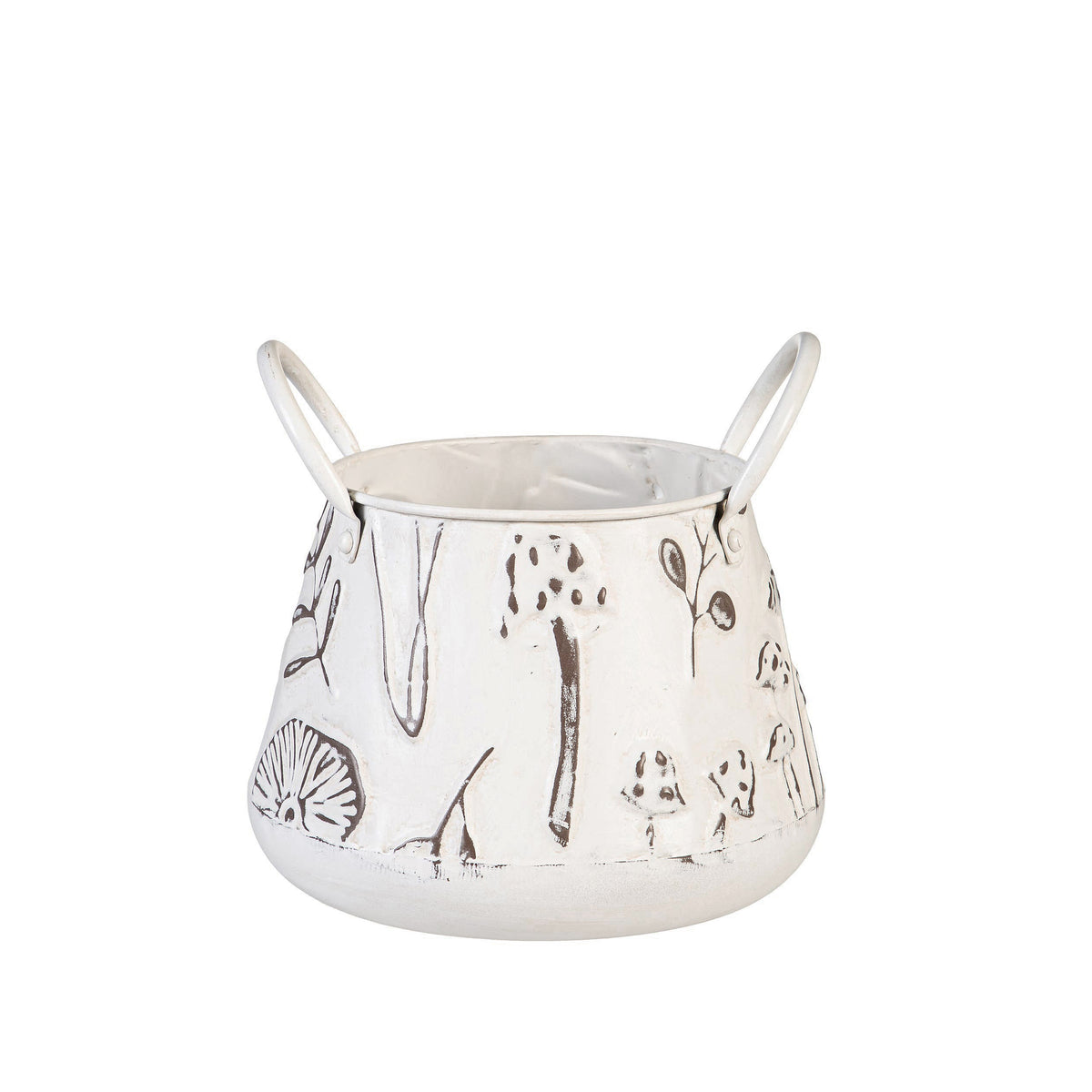 Emobossed Mushrooms Planter W/Handles, Small