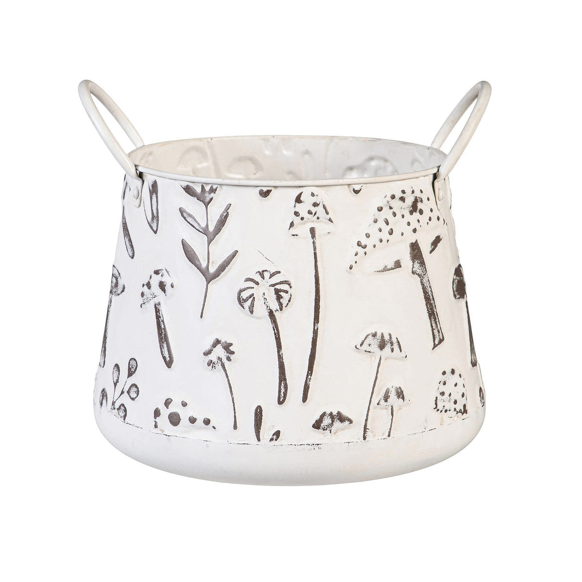 Emobossed Mushrooms Planter W/Handles, Large