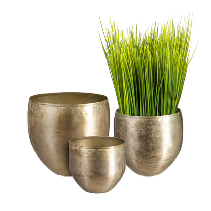 Glazed Metal Planter Silver, Large