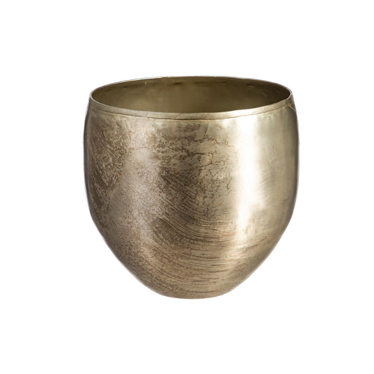 Glazed Metal Planter Silver, Medium
