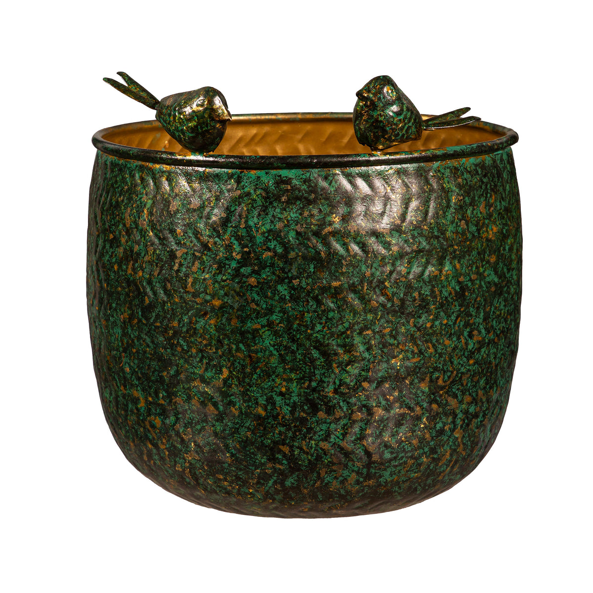 Metal Planter Embossed Birds,Large