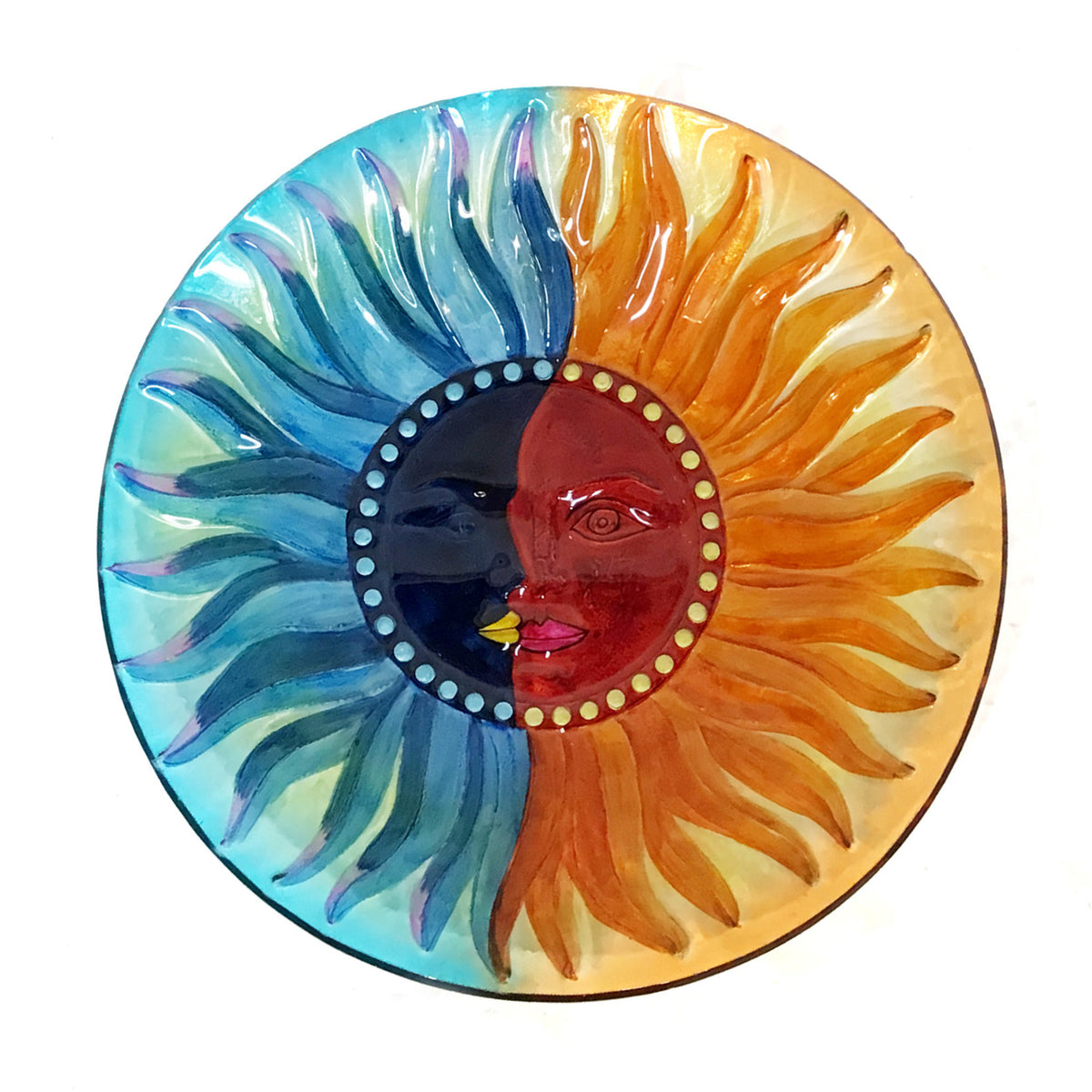 Glass Sun & Moon Bird Bath, 18in