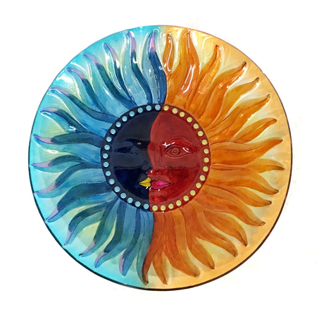 Glass Sun & Moon Bird Bath, 18in