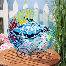 Load image into Gallery viewer, Glass Sea Turtle Bird Bath, 18in
