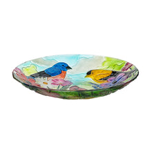 Load image into Gallery viewer, Glass Feathered Trio Bird Bath, 18in
