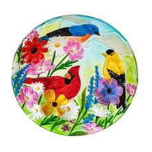 Load image into Gallery viewer, Glass Feathered Trio Bird Bath, 18in
