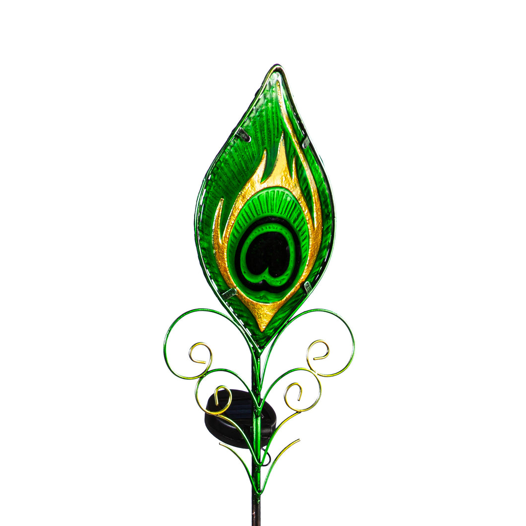 Peacock Feather Solar garden Stake, 3 Assorted