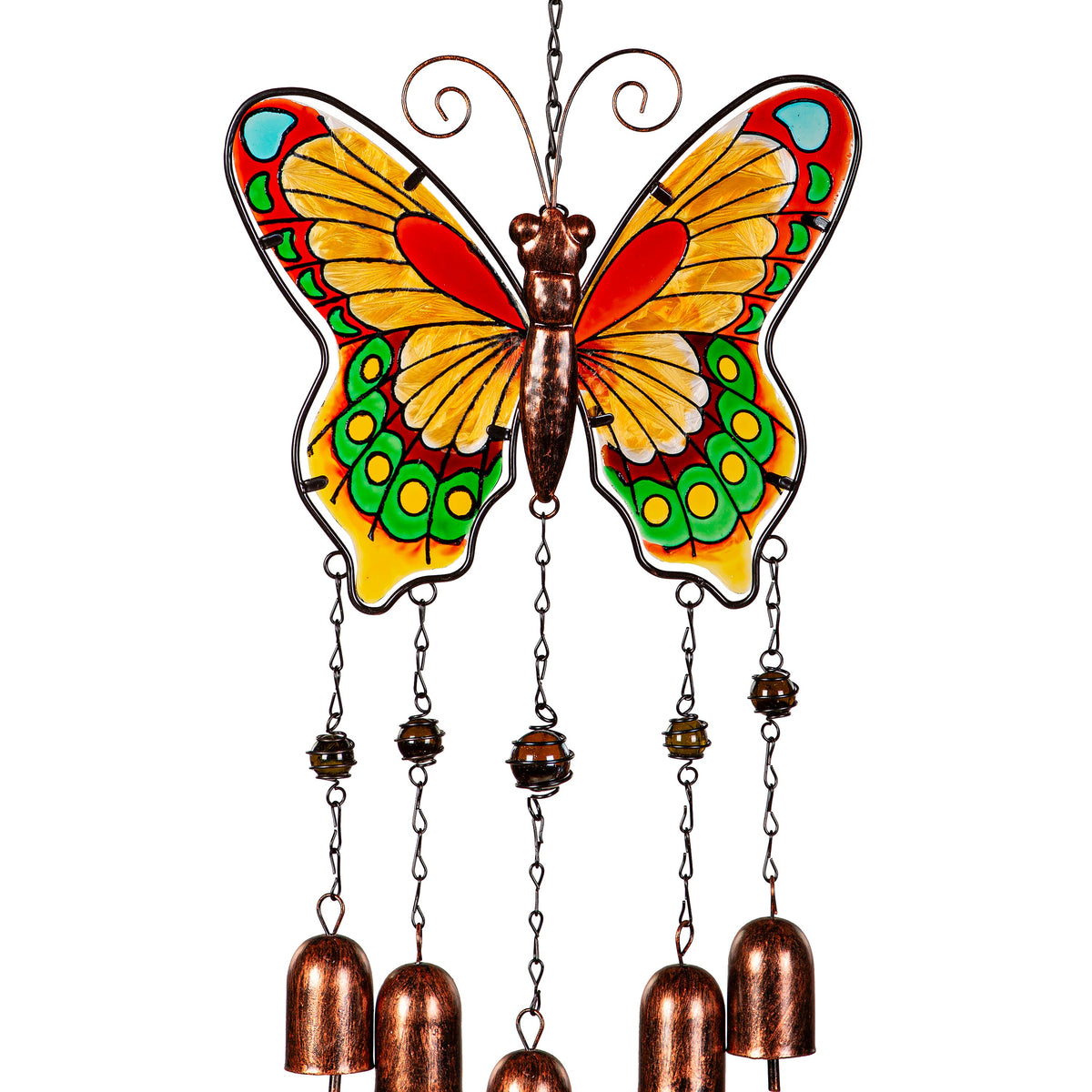 Glass Butterfly Wind Chime With Bells 3 Assorted