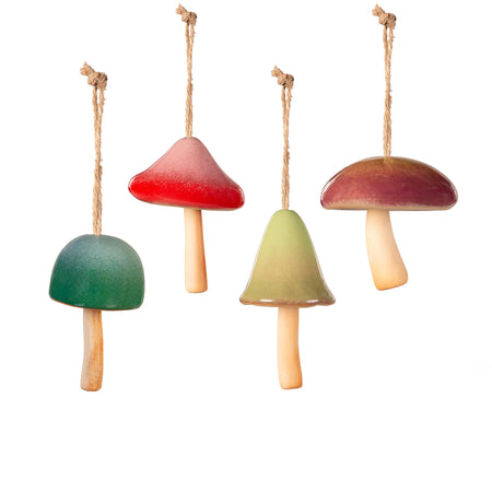 Mini Ceramic Mushroom Garden Bell 4 Assorted