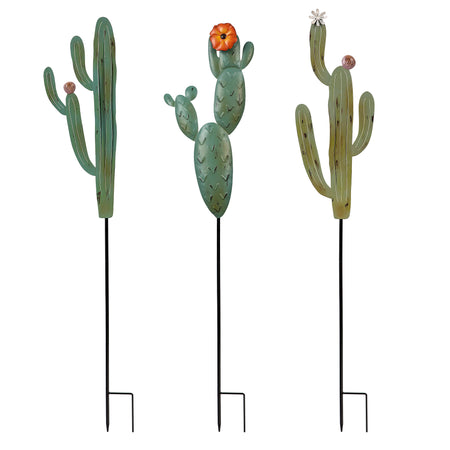 Cactus Metal Garden Stake, 3 Assorted