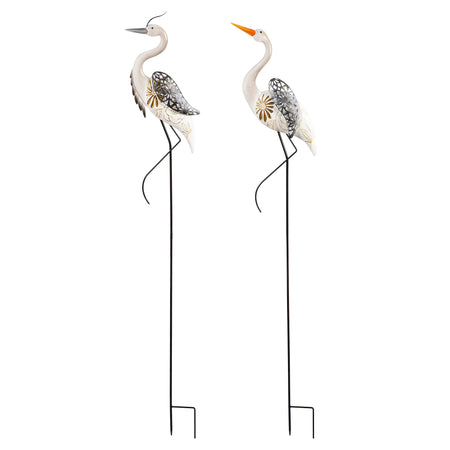 Deco Crane  Metal Garden Stakes, 2 Assorted
