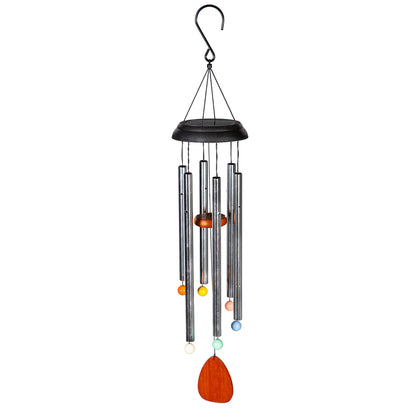 Voice Activated Solar Wind Chime, Silver 33in