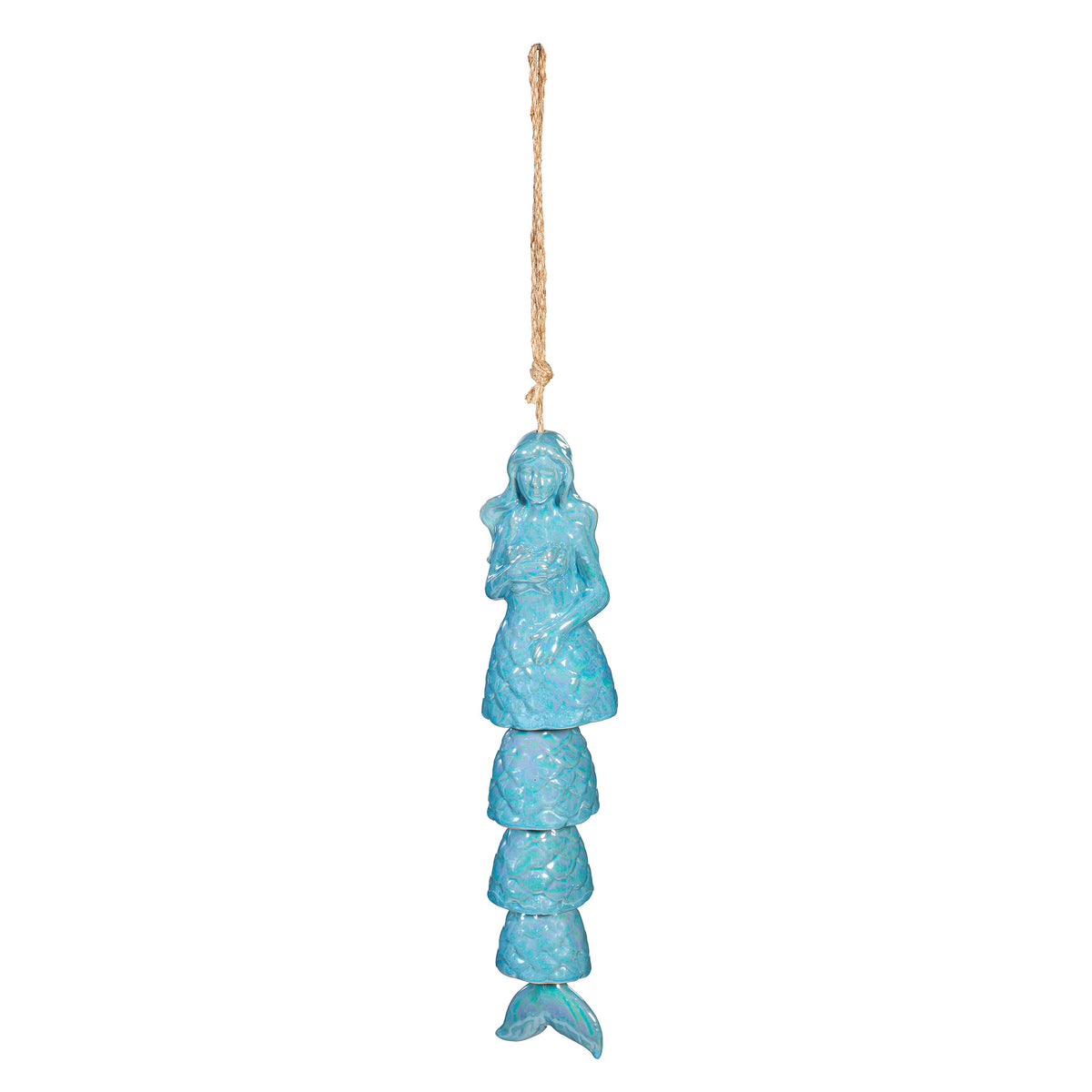 Iridescent Ceramic Mermaid Garden Bell