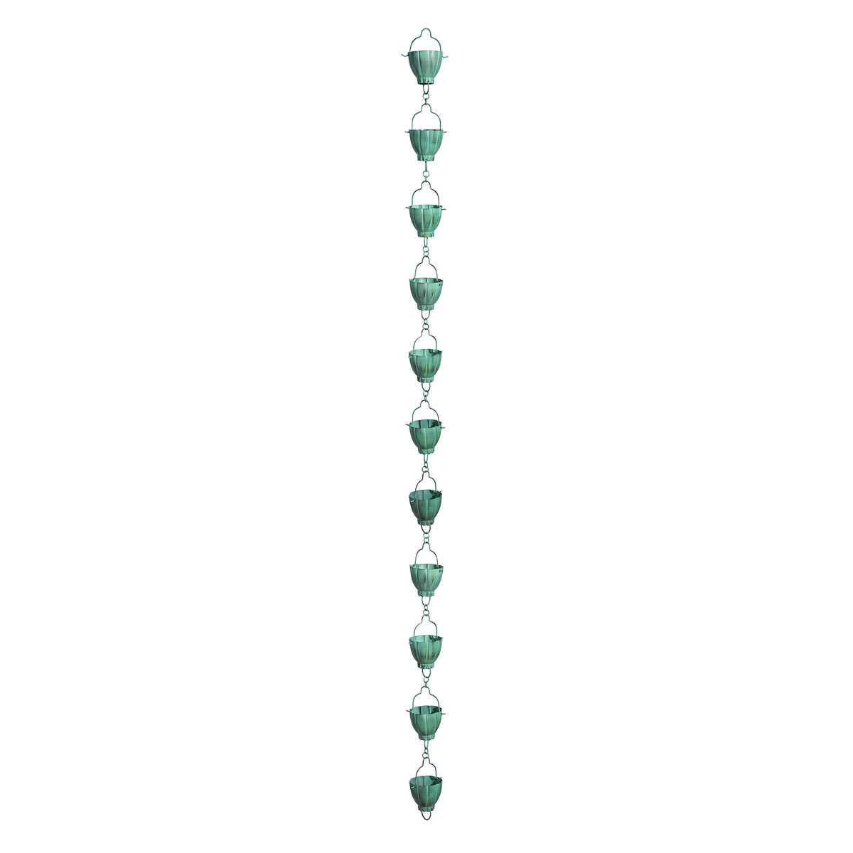 Green Rustic Bucket Rain Chain 72in
