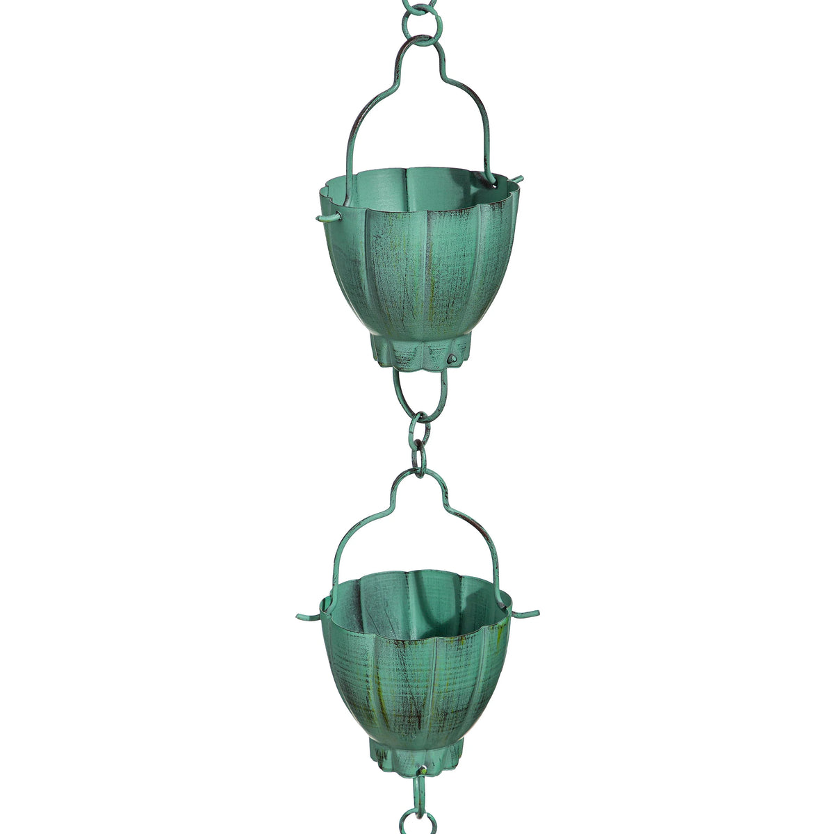 Green Rustic Bucket Rain Chain 72in