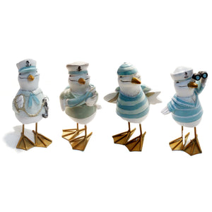 Nautical Seagull Figurine, 4 Asst