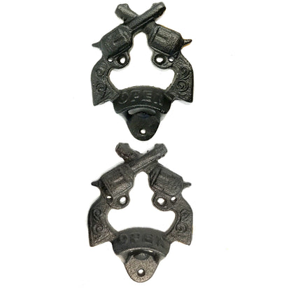 Wall Bottle Opener, Crossed Guns, 2 Asst
