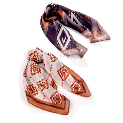 Geometric Print Neck Scarf, 2 Asst