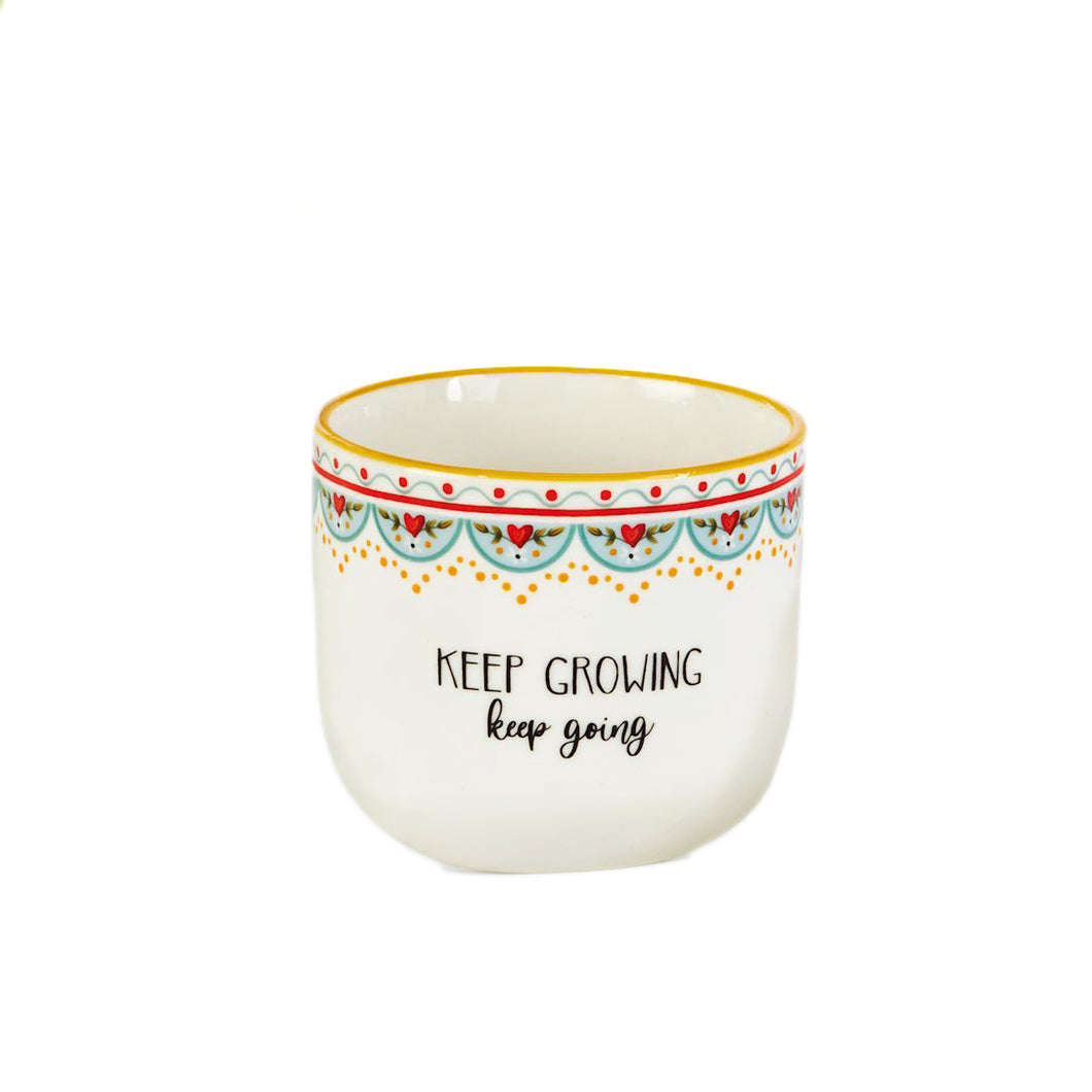 Pot,3.5in, Ceramic,Growing Sentiments, 3 Assorted