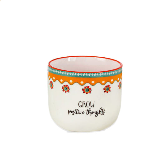 Pot,3.5in, Ceramic,Growing Sentiments, 3 Assorted