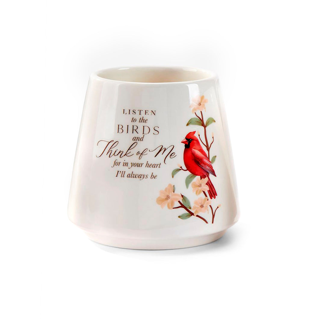 Ceramic Red Cardinal 4in pot, 2 Asst