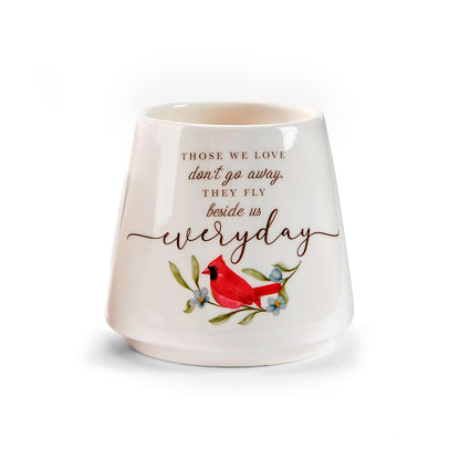 Ceramic Red Cardinal 4in pot, 2 Asst