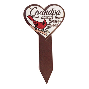 Metal Heart Sign Plant Pick, Memorial Themed, 6Ast