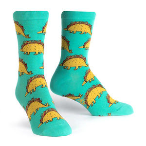 Womans Crew Socks, Tacosaurus