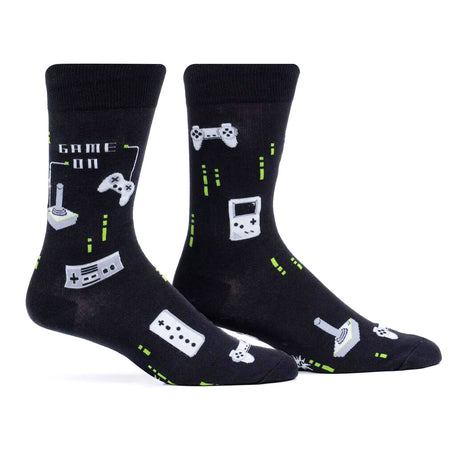 Mens Crew Socks, Game On (Glow In The Dark)