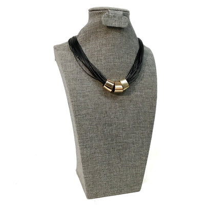 Three Tube Necklace, Gold