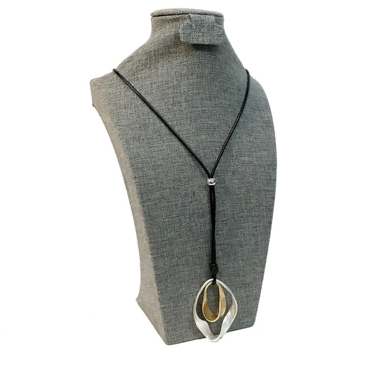 Double Twist Oval Pendant Gold