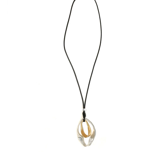Double Twist Oval Pendant Gold