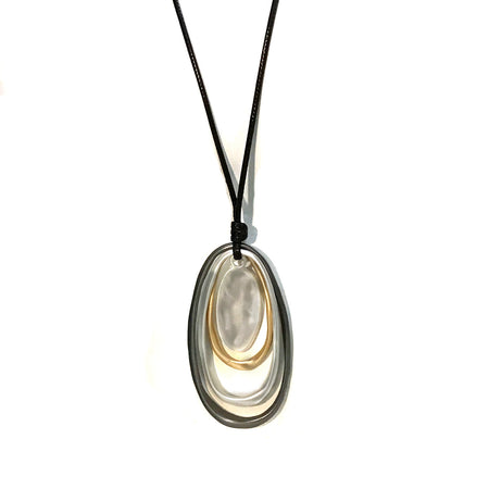 Silver Centre Multi Oval Pendant