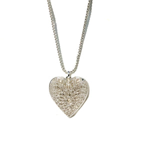 Filagree Heart Pendant, Silver