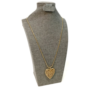 Filagree Heart Pendant, Gold