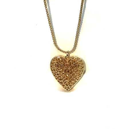 Filagree Heart Pendant, Gold