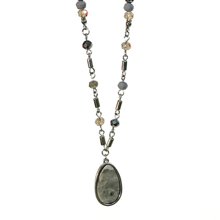 Beaded Necklace, Grey