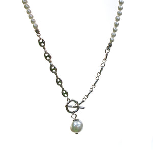 Pearl Beaded Necklace, Silver