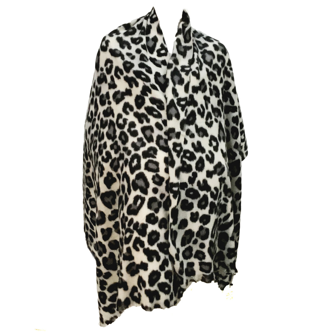 Leopard Print Scarf, Black