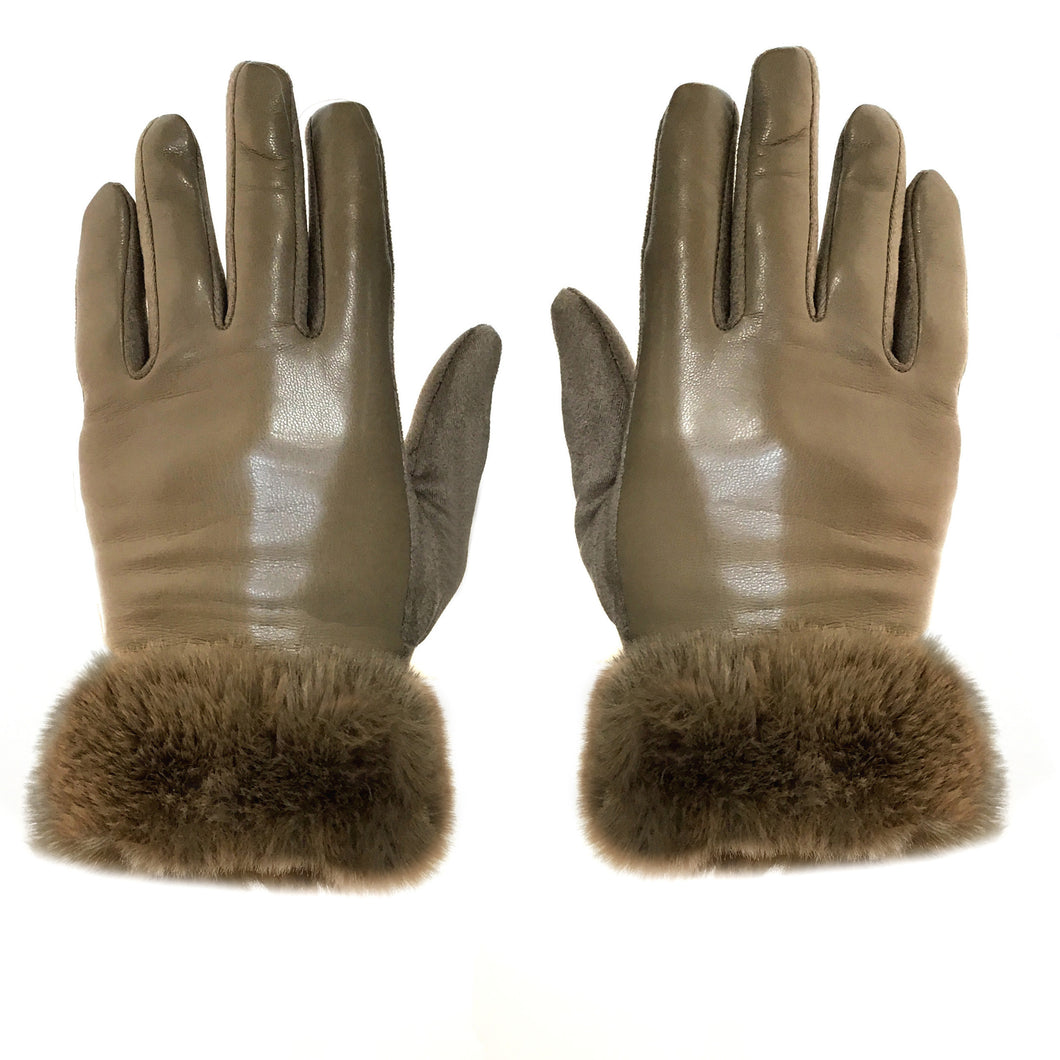 Fur Trim Stretch Gloves