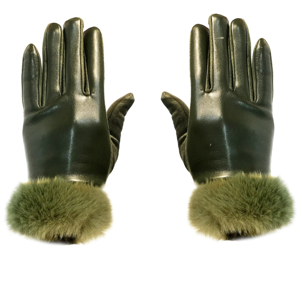 Fur Trim Stretch Gloves