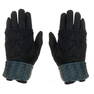 Knitted Stretch Gloves. Black