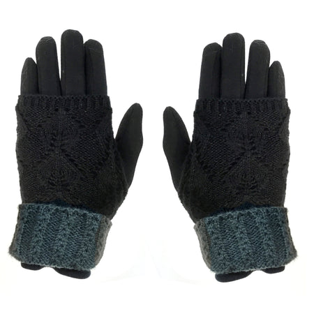 Knitted Stretch Gloves. Black