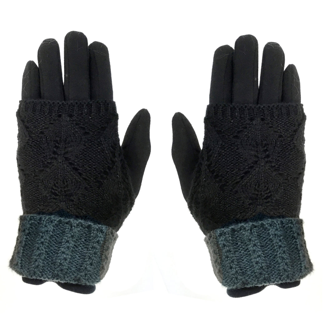 Knitted Stretch Gloves. Black