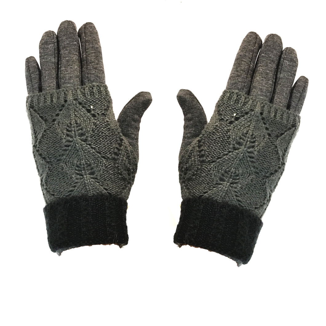 Knitted Stretch Gloves, Grey