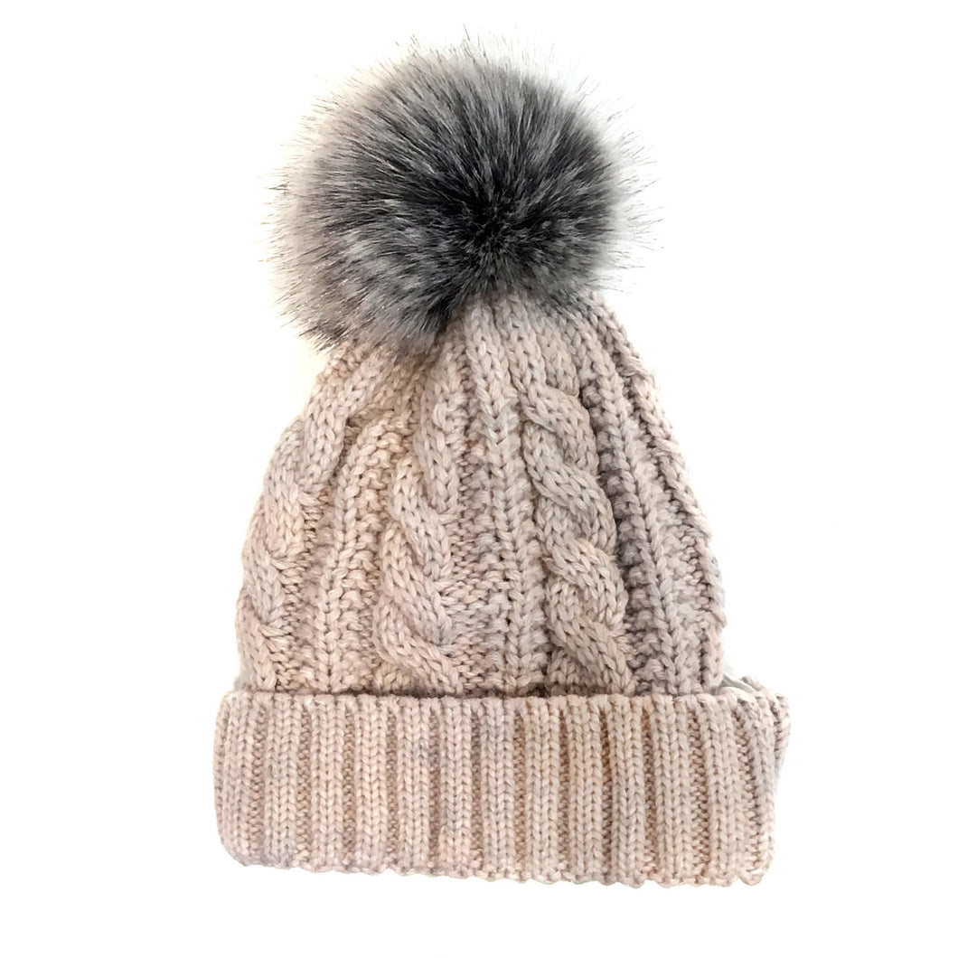 Cable Knitted Toque, Light Pink