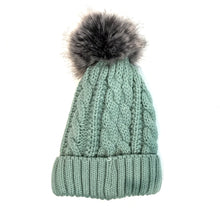 Load image into Gallery viewer, Cable Knitted Toque, Light Green
