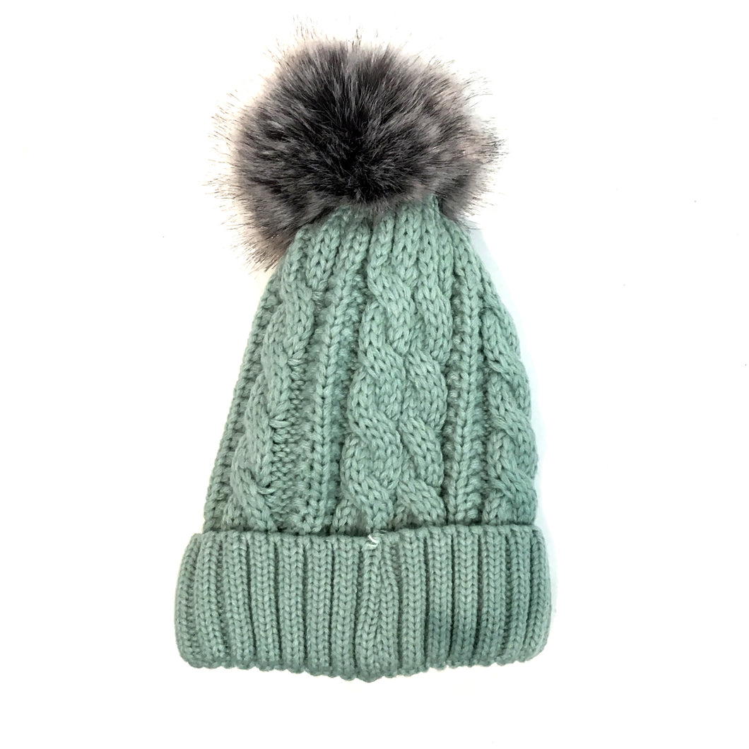 Cable Knitted Toque, Light Green