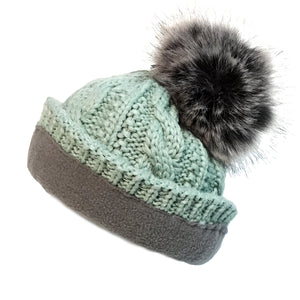 Cable Knitted Toque, Light Green